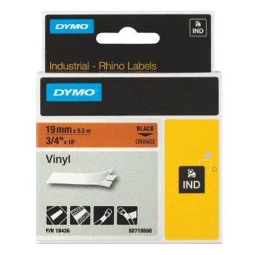 Feliratozó szalag DYMO 19mm x 5,5m vinyl narancs alapon fekete írásszín