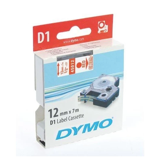 Feliratozó szalag DYMO D1 12mm x 7m átlátszó alapon piros írásszín