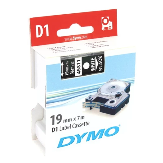 Feliratozó szalag DYMO D1 19mm x 7m fekete alapon fehér írásszín