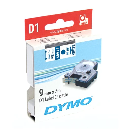 Feliratozó szalag DYMO D1 9mm x 7m fehér alapon kék írásszín