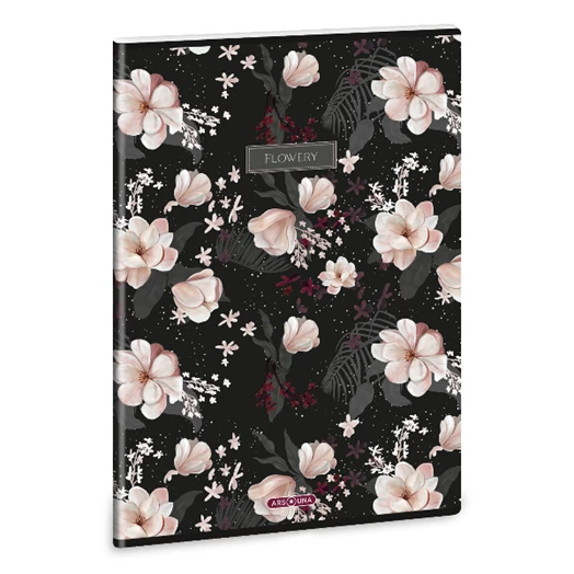 Füzet ARS UNA A/4 40 lapos Extra kapcsos vonalas Flowery Black