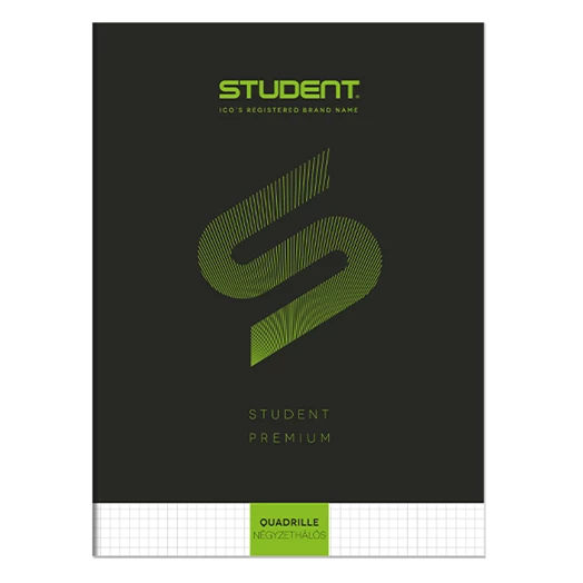 Füzet kockás ICO Student Black Prémium A/4 80 lapos