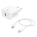 Hálózati adapter HAMA USB-C 20W + Lightning kábel fehér