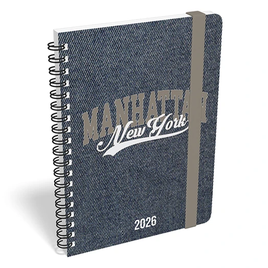Határidőnapló LIZZY CARD B/6 heti spirálozott gumis Manhattan new york 2026.