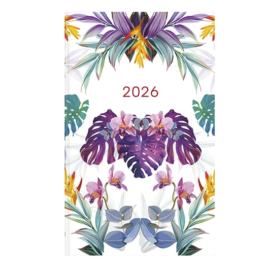 Határidőnapló TOPTIMER Joy J018 A/5 heti fehér lapos keskenyített Pálma 3D 2026.