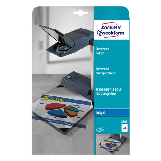 Írásvetitő fólia AVERY 2503 inkjet nyomtatóhoz (10 ív/doboz)