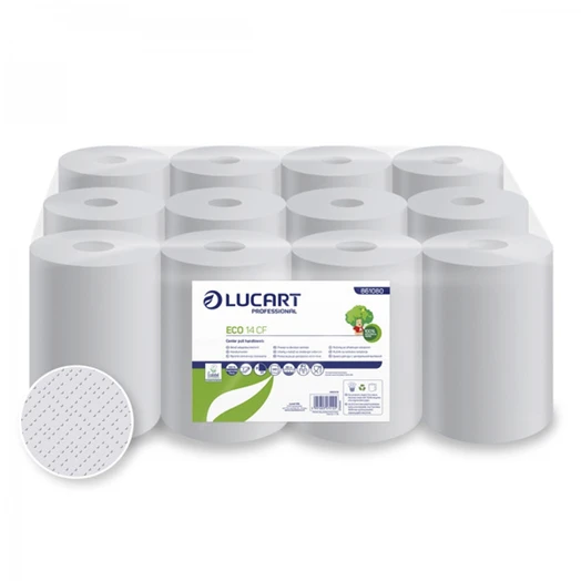 Kéztörlő tekercses LUCART Eco 14 CF  595 m 240 lap belső magos fehér 2 rétegű 12 tek/csom