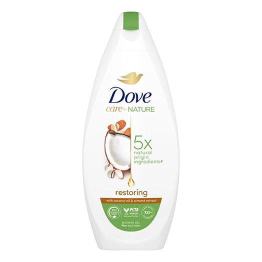 Krémtusfürdő DOVE Care by Nature Restoring kókuszolajjal és mandula kivonattal 225ml