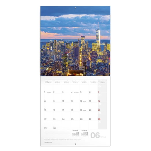 Lemeznaptár REALSYSTEM 300x300mm New York 2026.