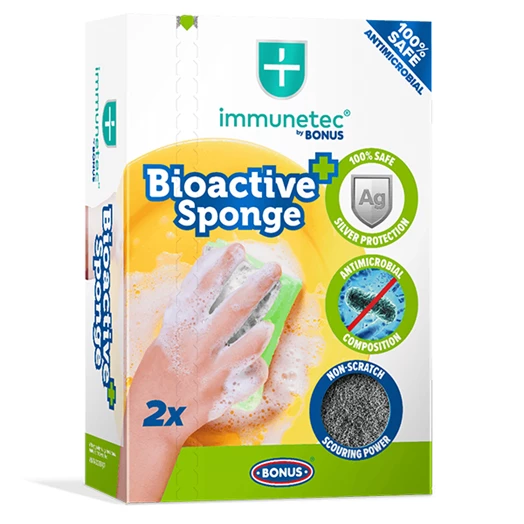 Mosogatószivacs BONUS Bioactive formázott 9,5x7,1x4,5cm 2 darabos