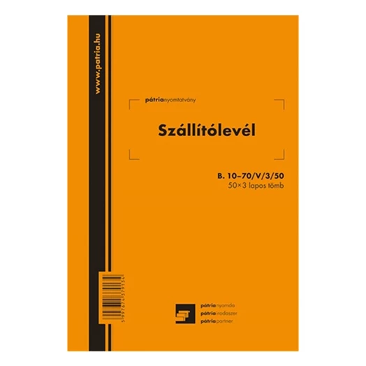 Nyomtatvány szállítólevél A/5 50x3 álló