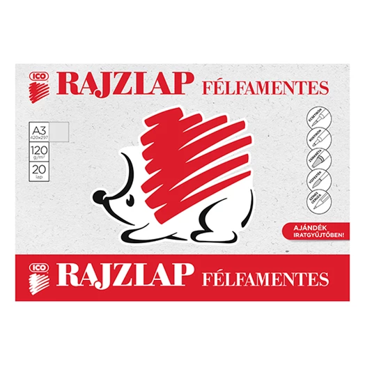 Rajzlap ICO Süni A/3 120 g félfamentes 20 íves