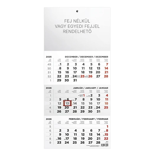 Speditőrnaptár TOPTIMER T078 1 tömbös 3 havi üres fejrész 2026.