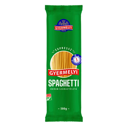 Száraztészta spaghetti GYERMELYI Expressz durum 500g