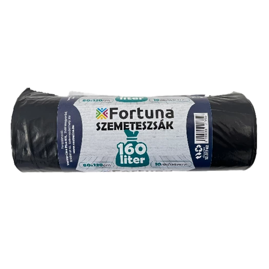 Szemeteszsák FORTUNA 160L fekete 80x120 cm 10 darabos