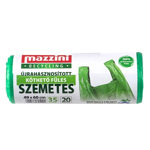 Szemeteszsák újrahasznosított MAZZINI 35L köthető füles 20 darabos