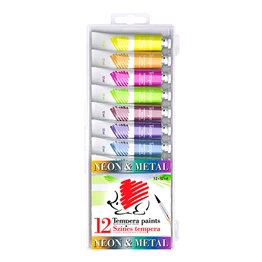 Tempera ICO Süni metál és neon színek 12 darabos 12 ml