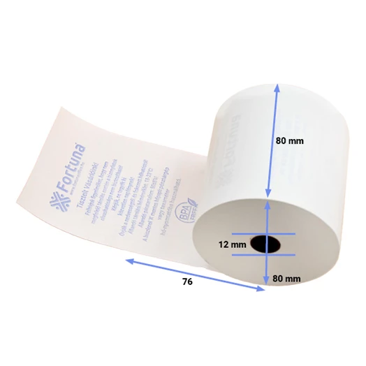 Thermo tekercs FORTUNA Premium 55 g 80x80mm/12 76 fm BPA mentes