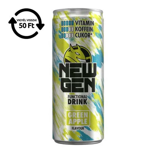 Üdítőital szénsavas HELL Newgen Green apple 0,25L DRS