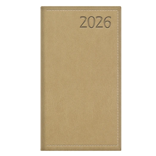 Zsebnaptár TOPTIMER Traditional T035 álló fehér lapos bézs 2026.