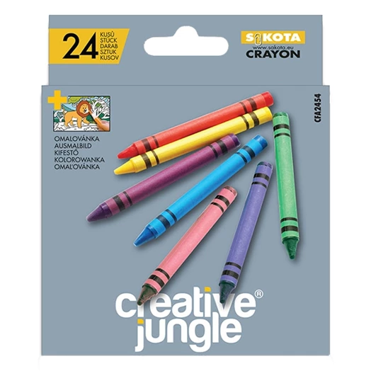 Zsírkréta CREATIVE JUNGLE Grey kerek hegyezettt 24 színű